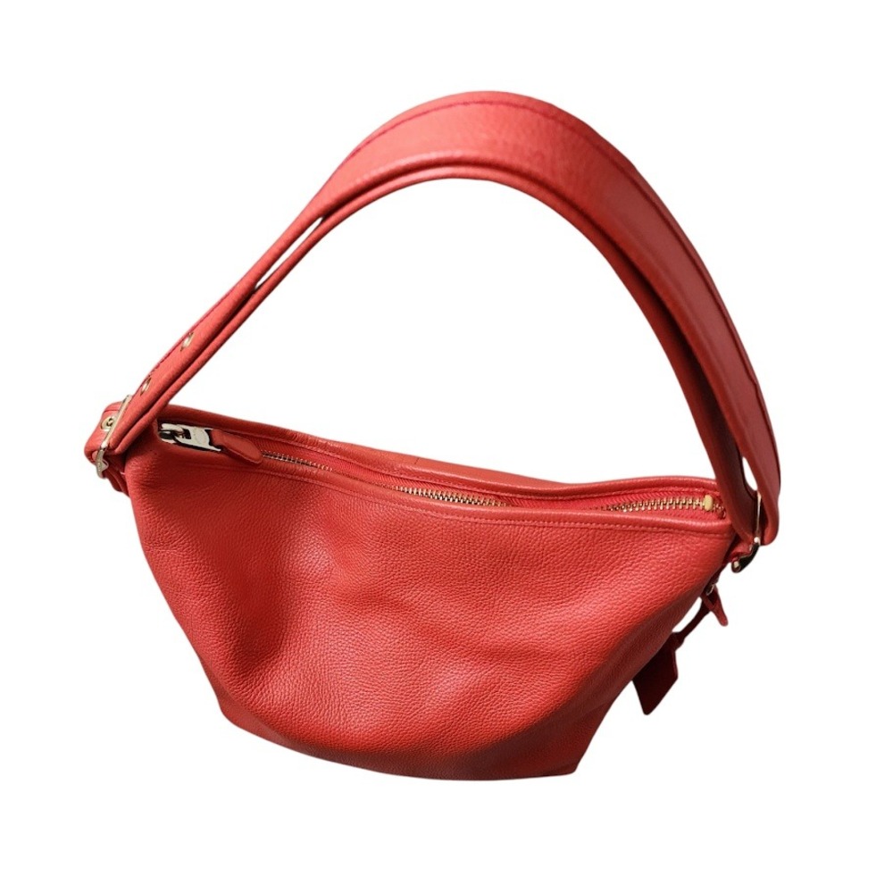 COACH Dufflette Leather Hobo Shoulder Bag Red Slouchy Large Tote - Picture 3 of 16